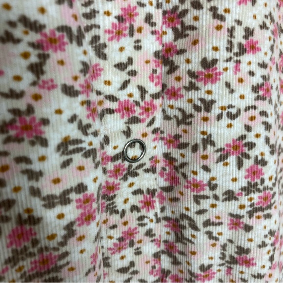 J. Jill Size Large Micro Corduroy Ditzy Floral Snap Front Button Down Shirt - Picture 9 of 9